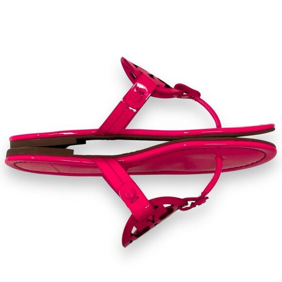 Tory Burch Patent Leather Miller Sandal Fluorescent Neon Fuchsia 7 Women’s - Picture 9 of 12
